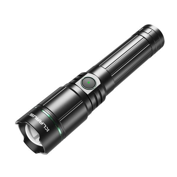 KLARUS EP9 Pro LED Zoomable Flashlight, 1300 Lumens Rechargeable Flashlight, USB C 2A Fast Charging, 4 Modes + Strobe, IPX4 Waterproof, Handheld Torch, Home Use, Camping, Outdoors, Emergency