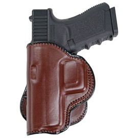 Maxx Carry Compatible with Leather Paddle OWB Gun Holster fits Glock 17, 22, 48 9 mm | Ruger SR9, SR40 |Springfield XDE 4.5 inch | Diamondback FS9