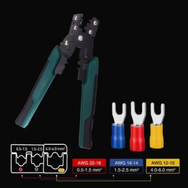 Fork cable lugs, 225 pieces fork spade cable lugs set, crimp connector set, 0.5-6 mm² fork lugs, insulated electrical connector clamp, made of brass inserts and PVC insulators