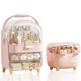 Makeup Organizer & Skincare Organizers, Cosmetic Organizer Box for Countertop with Lid & 3 Drawers,Cosmetics Skincare Organizers withTeen Girl Gifts Trendy Stuff Make up Organizers for Vanity