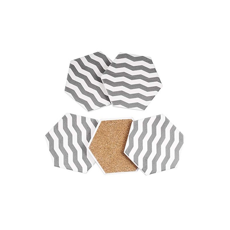 KYEYGWO Natural Diatomite Absorbent Coasters Set of 4, Hexagonal Drink
