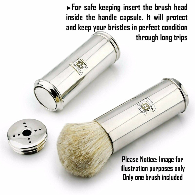 Men's Stainless Steel Shaving Brush with White Badger Hair. Easy