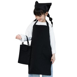 Jocube Children's Apron, Triangular Kerchief, Kids Apron, Drawstring Bag Set, 65% Polyester, 35% Cotton, Wrinkle Resistant, Elementary School, Plain, Simple, Easy to Put On and Take Off, Storage Bag