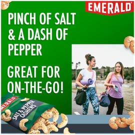 Emerald Nuts, Salt & Pepper Cashews, 100 Calorie Packs, 7 Ct, 4.34 Oz