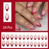 24 Pcs French Tip Press on Nails Short Almond Fake
