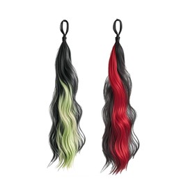 Joytey Hair Extensions 5 Colors Ponytail Extensions Wave Braided 22 IN Synthetic Hairpieces Thick Party Highlights Hair Rainbow Hair Accessories for Girls Women