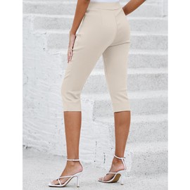 GRAPENT Lounge Pants Women With Pockets Skinny Dress Pants for Women Stretch Pants Womens Pull On Dress Pants Women Lounge Pants Womens Elastic Waist Pants Color Almond Milk Size Large Size 12 Size 14