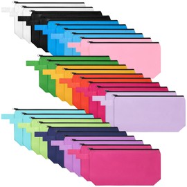 Saintrygo 30 Pcs Makeup Bag Travel Canvas Cosmetic Bag Bulk Multipurpose Small Makeup Pouch for Purse Portable Blank Zipper Toiletry Organizer DIY for Women Assorted Color(Novel,9.8 x 5 x 2 Inch)