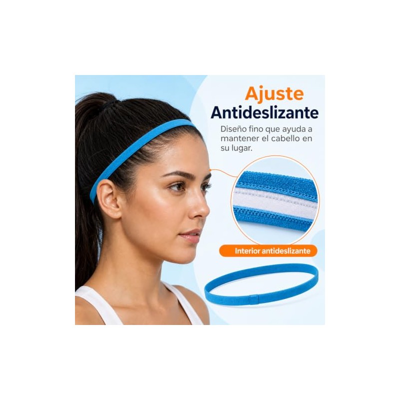 7 Piezas Diademas Deportivas, Bandas Elásticas Antideslizantes para Cabello