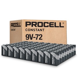 ProCell Constant 9V Long-Lasting Alkaline Batteries (72 Pack), 5-Year Shelf Life, Bulk Value Pack for Consistent Moderate Drain Professional Devices