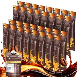 Mushroom Coffee with Lion’s Mane & Ashwagandha - Organic Adaptogenic Blend with 10 Functional Mushrooms for Focus, Stress Support & Immunity - Low Caffeine Instant Coffee Powder for Office, Travel