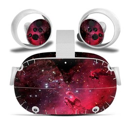FOTTCZ Vinyl Decal Skin for Oculus Quest 2 VR Headset and Controllers, Sticker Decorate Virtual Reality Devices Protective Accessories - Red Nebula & Demon Hand