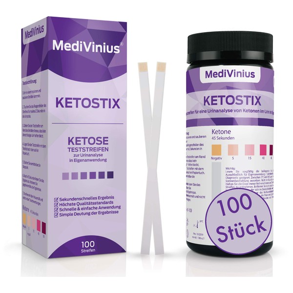 MediVinius, Ketostix for Immediate Ketose Measurement Results, Keto Test Strips for Effective Keto Nutrition and Diet, Keto Sticks mv-ks1-100 Purple 100.00