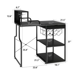 PUNCIA Wine Bar Cabinet with Wine Cellar Fridge Storage LED Lighting Glass Holder and Drawer – Stylish Liquor Cabinet and Coffee Bar Table for Home Bar Living Room or Apartment Entertaining