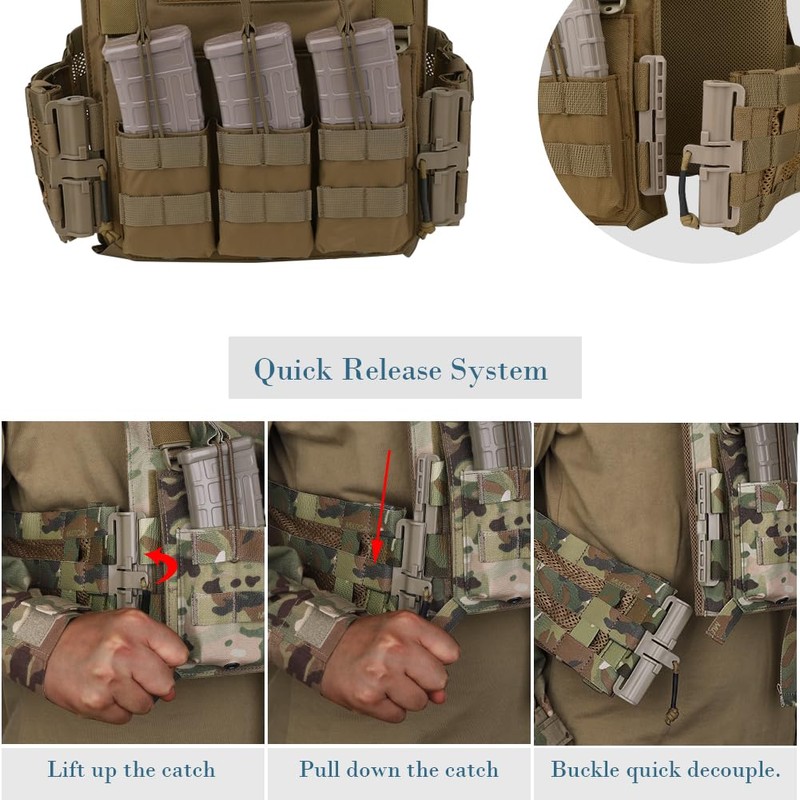 KRYDEX GEAR Tactical Vest Molle Quick Release Set, Quick Disconnect