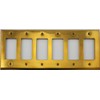 Unlacquered Polished Brass 6 Gang GFI Rocker Opening Switch Plate