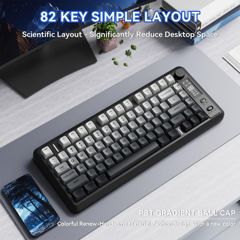 ZIYOU LANG M75 Wireless Gaming Keyboard, RGB Backlit Rechargeable 2000mAh