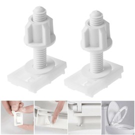 2Pcs White Plastic Toilet Seat Screws and Nuts with Washers, Hinge Bolts Screws Hinges Replacement Parts for Mounting Toilet Seats Toilet Lid, Toilet Seats, Toilets and Toilet Parts, Bathroom Fixtures