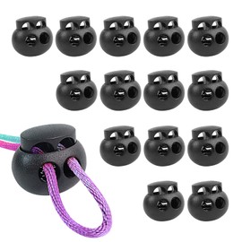 35 Pcs Black Plastic Spring Toggle Locks - Single Hole Cord Stoppers for Shoelaces, Parachutes, Bags and Clothing