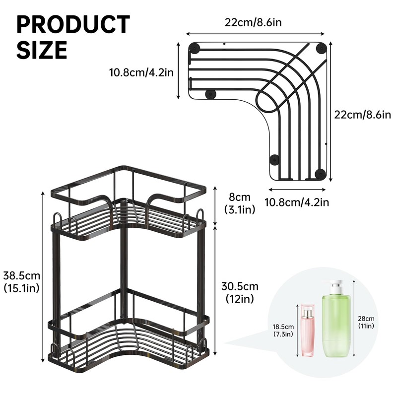WOCUBEHOME 2-Tier Corner Bathroom Counter Organizer, Black