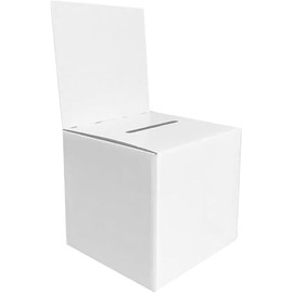 Cehoo Cardboard Ballot Box with Slot & Removable Header White Raffle Suggestion Box Charity Donation Boxes for Voting Wedding Collecting Fundraising Feedback (6"x6"x6")