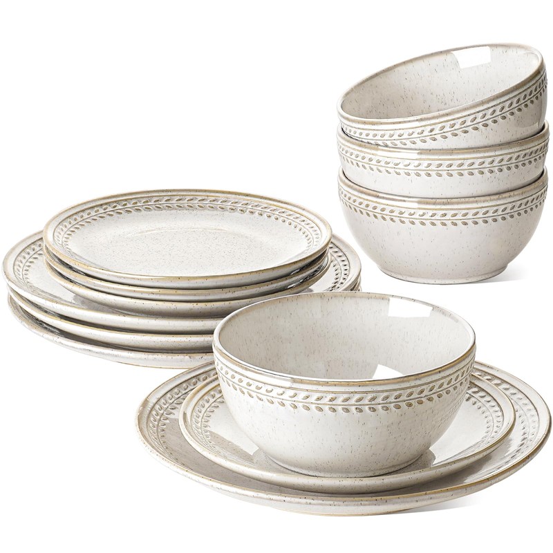 LE TAUCI Plates and Bowls Sets for 4, 12 Piece