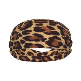 Leopard Pattern Sports Headband Moisture Wicking Sweatband for Men Women Running Cycling Yoga Fitness Workout