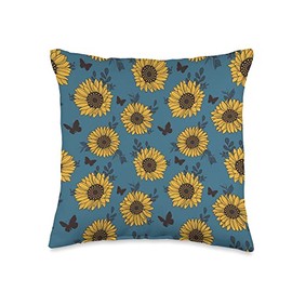 Smarty Pants Designs Modern Sunflower Floral Pattern Throw Pillow, 16x16, Multicolor