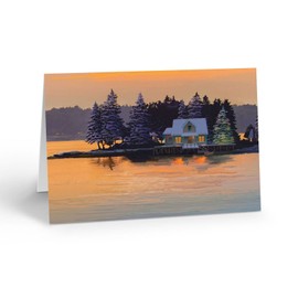 Stonehouse Collection Forest Sunset Santa - 18 Christmas Cards & Envelopes - Flying Sleigh