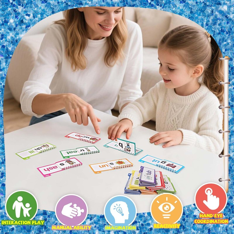 Lizihaowu 30 Read and Rhyme Flip Books, Word Family Build