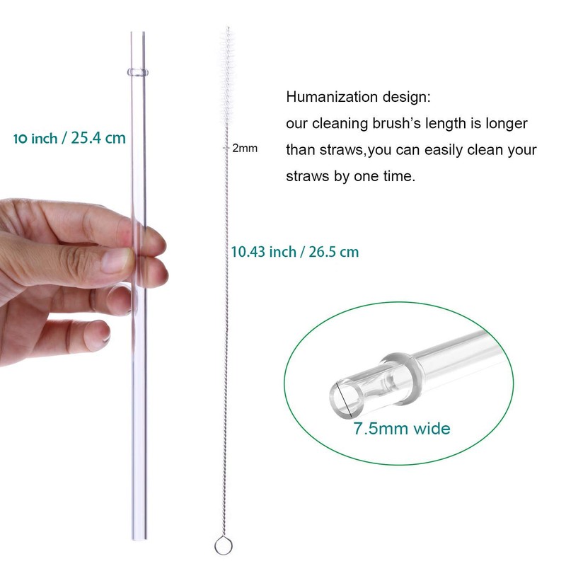 Dakoufish 10 Inch Clear Reusable Thick Plastic Drinking Straws for