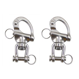 EEYAD 2 3/4 Inch 316 Stainless Steel Jaw Swivel Snap Shackle - Pack of 2 - Working Load Limit 1,000 lbs