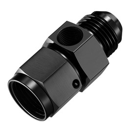 SYKRSS 6AN Male Flare to 6AN Female Swivel with 1/8" NPT Female Sensor Port Fuel Pressure Take Off Fitting Adapter Aluminum