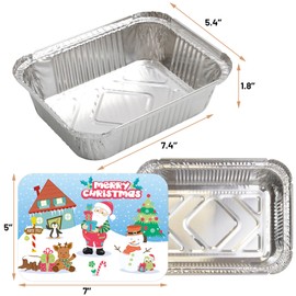 Christmas Aluminum Food Containers 36 Pcs Leftover Containers with Lids Disposable Watercolor Christmas To Go Containers Winter Holiday Party Supply