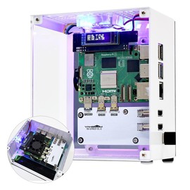 Yahboom Raspberry Pi 5 Case, Aluminum Mini Tower Case with Cooling PWM Fan and RGB Color Changing Mood Light (Basic Version)