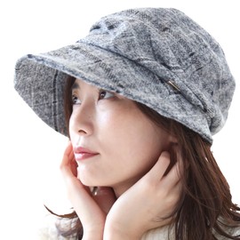 Dreamhats Women's Hat, Autumn, Winter, Casquet, UV Protection, Large Size, Stylish, grey plaid, XL