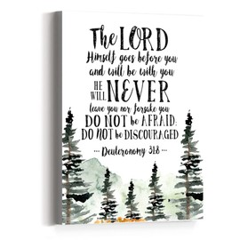 Christian Bible Verse Wall Art Canvas,The Lord Himself Goes Before You Quote Motivational Canvas Prints Framed Wall Art for Home Room Office Room Wall Décor