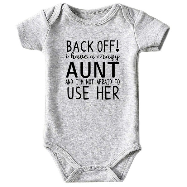 Azzwnee Crazy Aunt Baby Boy Clothes Unisex Funny Baby Girl Baby bodysuit gray 0-3 months