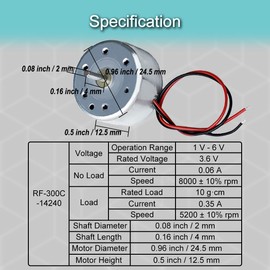 JYUDAUFU 5pcs RF-300 Motor DC 1V-6V 0.08"/2mm (shaft diameter) 0.2"/5mm(shaft length) 5200 rpm with 2 pin pigtail Engine Toy Car Mini Fan DIY Model Repair Rebuild Parts for Arduino