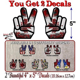 2 Peace CANADA 5" Vinyl Decals Peace Sign Canadian Stickers for Macbook Symbol Hippie Car 4x4 Offroad Truck (Peace Canada)