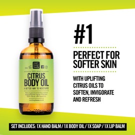 Citrus Skincare Set, 100% Natural. Skin care set, bee gift, relaxing. Soap, Body Oil, Hand Balm, Lip Balm 100% natural. (100g, Citrus)