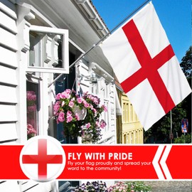 【Fly Breeze】Acbaeta 3 x 5 Foot England Flag, Quadruple Stitched 100D Heavy Polyester England Flag with Brass Grommets, Vivid Color & UV Fade Resistant, Canvas Header & Double Stitched