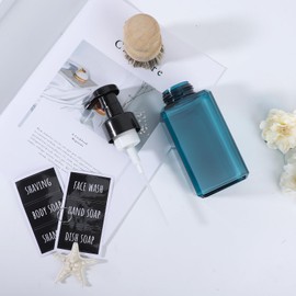 Segbeauty Plastic Foaming Bathroom Countertop Soap Dispensers 15.2oz, 4pcs Refillable Foaming Pump Bottles Empty, 450ml Square Travel Foam Bottle, Shampoo Foam Soap Dispenser Pump Containers Blue