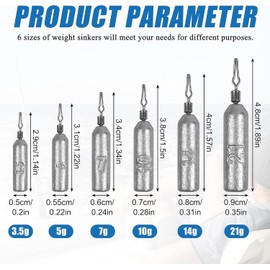 20Pcs Drop Shot Fishing Weights Pencil Weights Fising Sinkers No Snag Drop Shot Rig Skinny Sinkers with Barrel Swivels for Drop Shot Rig Bass Fishing (5g)