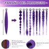 4 Paquetes Extensiones Cabello Morado 60cm Preestirado Trenzas Cosplay
