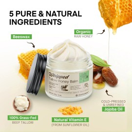 HealthyDerm Beef Tallow Honey Balm for Skin: 100% Grass Fed Whipped 2 Ounce (Pack of 1)