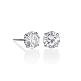 ZAVANA 6 mm Solitaire Zirconia Silver Stud Earrings for Men and Teen Boys, 925 Sterling Silver Stud Earrings for Men, Small Mens Earrings with 6 mm Round Cubic Zirconia