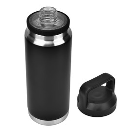 800ml/27OZ Bottle and Vacuum Insulated Stainless Steel Metal Water Bottle with Chug Cap,Reusable Leak Proof BPA-Free Flask for Sports (Black, 800ml)