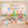 6x3.6ft Happy Easter Banner Cute Easter Bunny Style Backdrop for