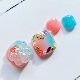 Embossed Shell Pedi Tips - Pedi Tip Full Set (10P) / 엠보쉘 페디팁 - 페디팁 전체세트 (10P)